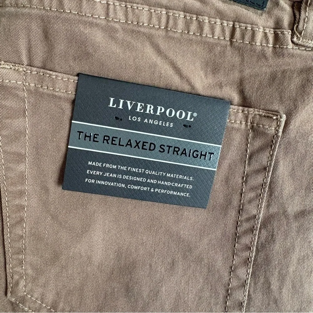 Liverpool Men's 30x34 Cub Relaxed Straight‎ Pants Brown Casual NEW